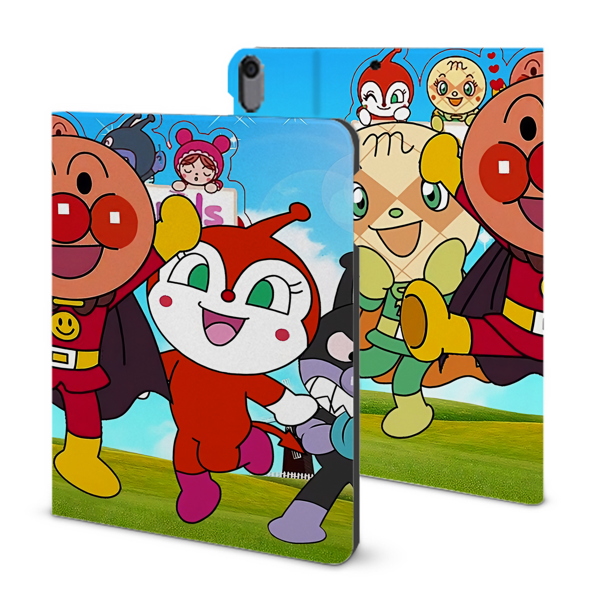 （画像用） アンパンマン Anpanman IPad ケース ブック型 PUレザー TPU 耐衝撃 軽量 薄型 ペン収納なし 全面保護 IPad 各モデル対応